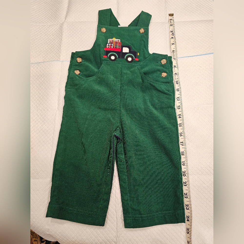 Baby Christmas Green Corduroy Overalls. Size 18 Months